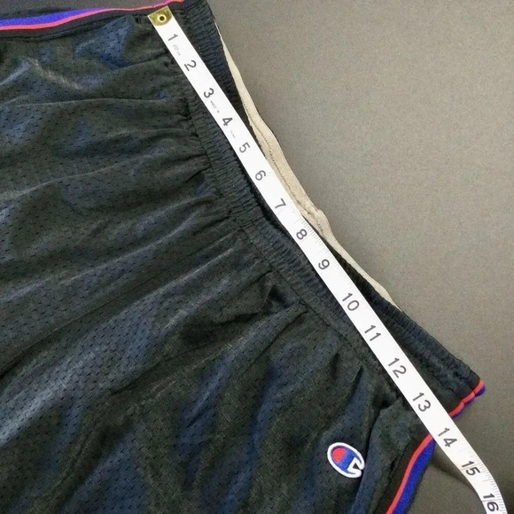 Vintage Champion Men's Black Blue Elastic Waist Jersey Athletic Shorts Medium - Picture 5 of 9